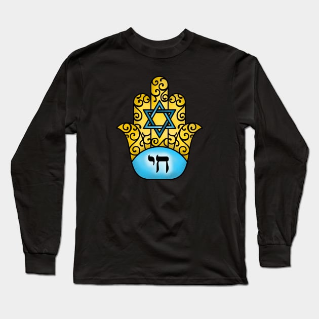 Hamsa Chai Long Sleeve T-Shirt by Mey Designs